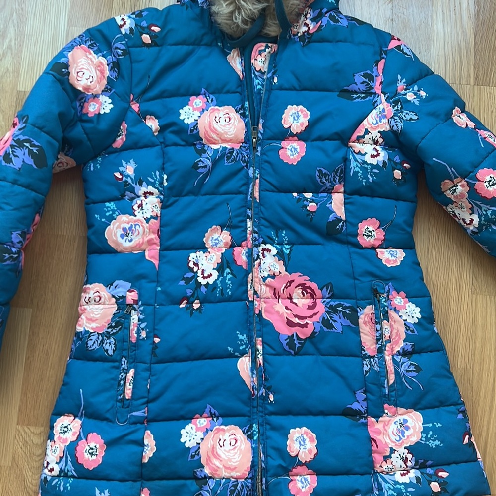 Matilda Jane Women’s Adult Small Blue Floral Winter Coat